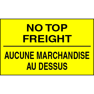 3 X 5" - No Top Freight Labels, Bi-Lingual, Yellow With Black Print, 500/Roll