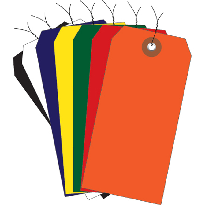 Shipping Tag - 4.75 X 2.375", Blue Plastic, Pre-Wired, 100/Case
