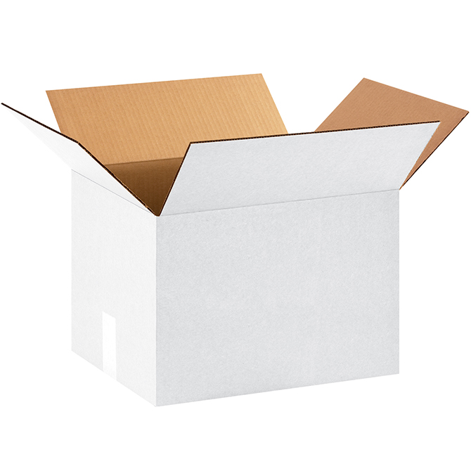 16 X 12 X 12" ECT-32 RSC Corrugated Box, White, 25 Boxes/Bundle