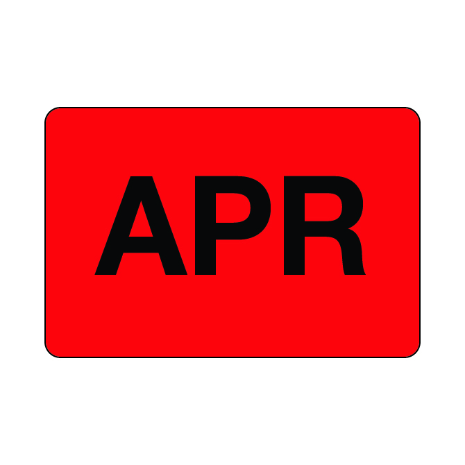 2 X 3" - April Labels, Red With Black Print, 500/Roll