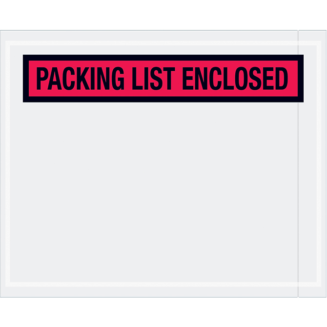 Packing List Envelopes - 4.5 X 5.5", Red, "Packing List Enclosed", 1000/Case