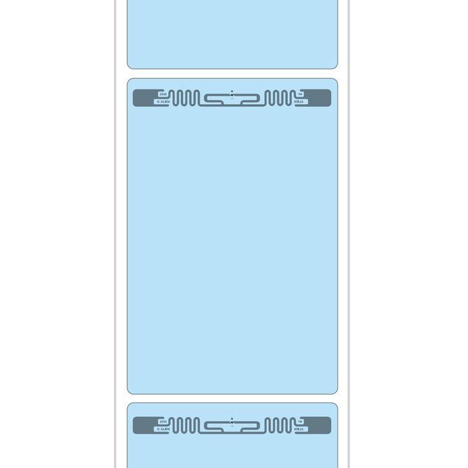 4 X 6" Thermal Rfid Labels - Aln-9840/9740, Light Blue, 500/Roll, 8 Rolls/Case