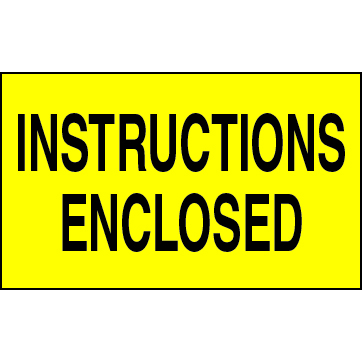 3 X 5" - Instructions Enclosed Labels, Yellow With Black Print, 500/Roll