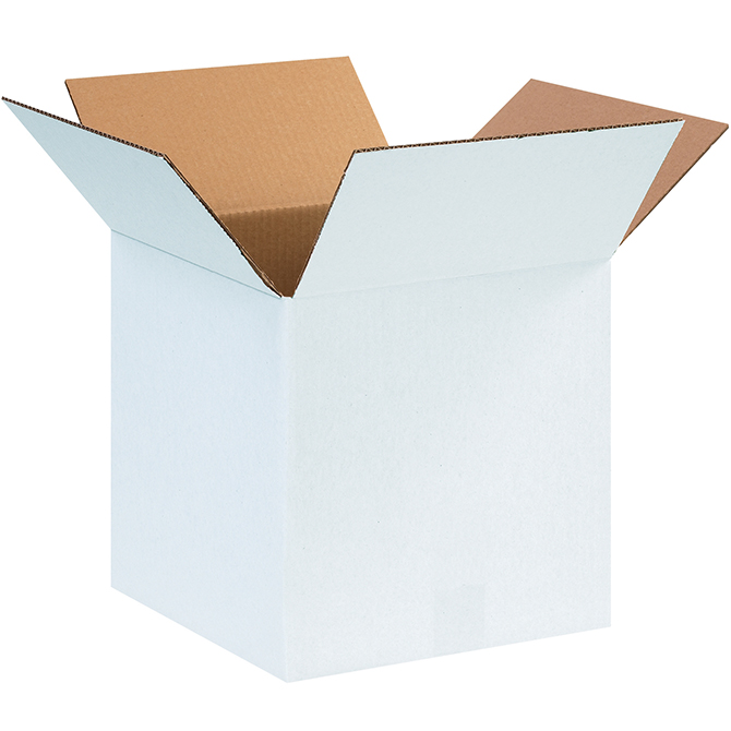 12 X 12 X 12" ECT-32 RSC Corrugated Box, White, 25 Boxes/Bundle