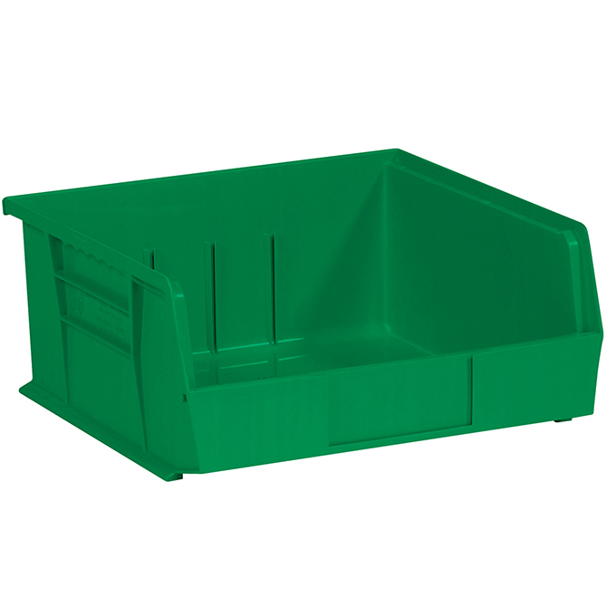 10.875 X 11 X 5" Plastic Stack & Hang Bin Boxes, Green, 6/Case