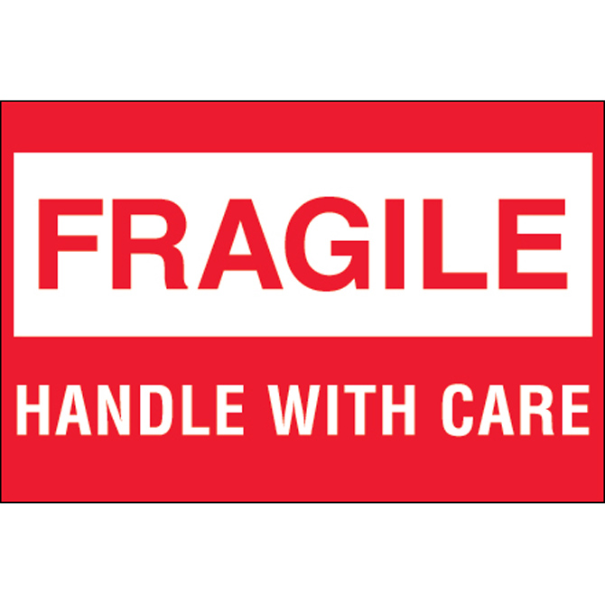 2" X 3" - "Fragile - Handle With Care", 500/Roll