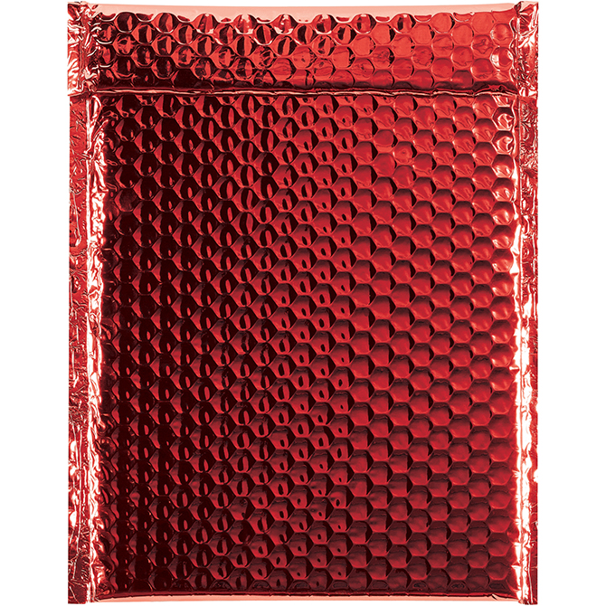 9 X 11.5" Bubble-Lined Glamour Bubble Mailers, Metallic Red, 100/Case