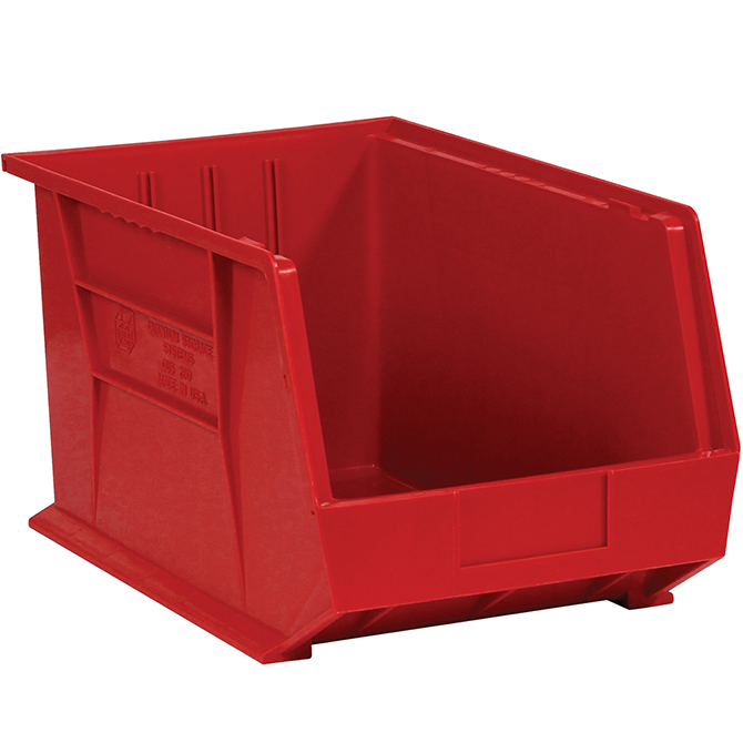 10.75 X 8.25 X 7" Plastic Stack & Hang Bin Boxes, Red, 6/Case