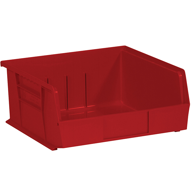 10.875 X 11 X 5" Plastic Stack & Hang Bin Boxes, Red, 6/Case