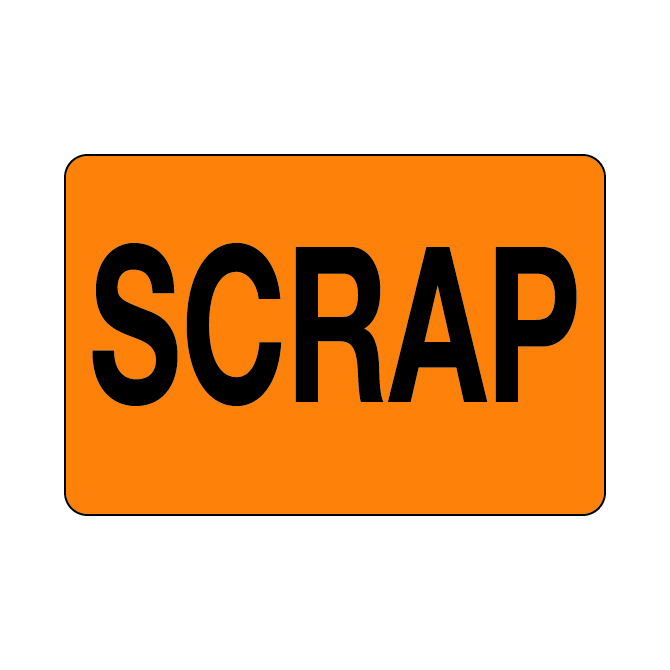 2 X 3" - Scrap Labels, Orange With Black Print, 500/Roll