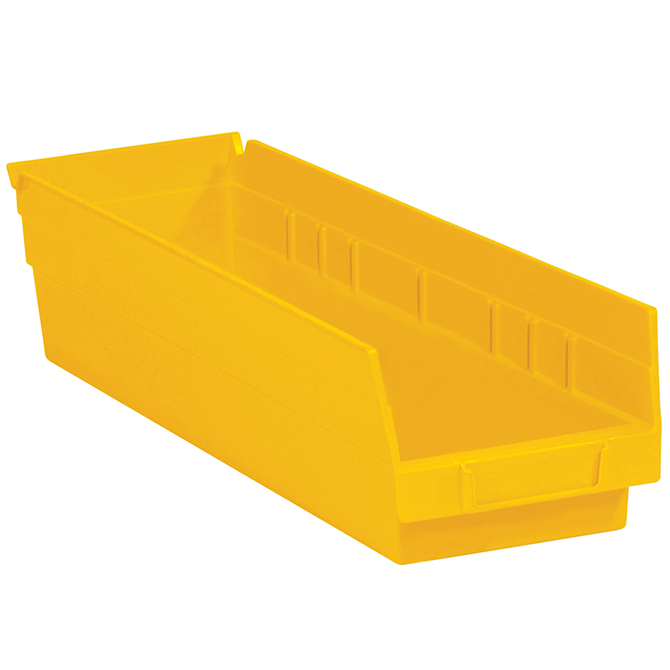17.875 X 4.125 X 4" Plastic Shelf Bin Boxes, Yellow, 20/Case