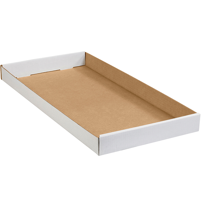 24 X 12 X 1.75" ECT-32 Corrugated Trays, White, 50 Trays/Bundle