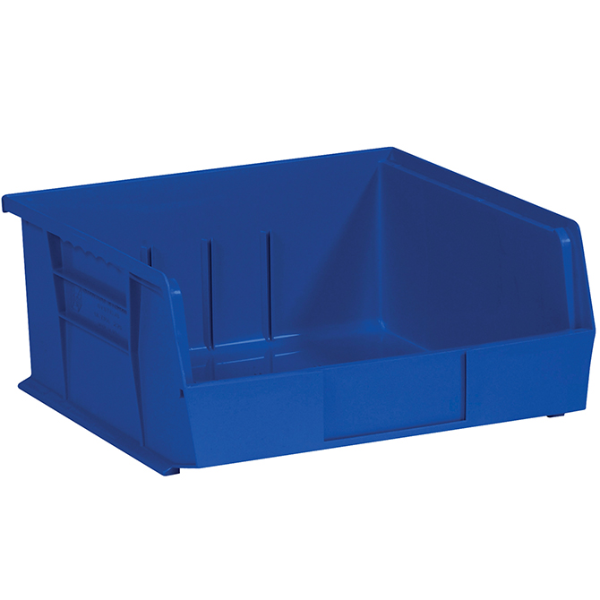 10.875 X 11 X 5" Plastic Stack & Hang Bin Boxes, Blue, 6/Case