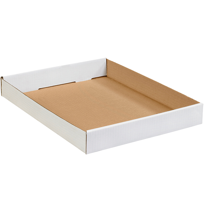 15 X 12 X 1.75" ECT-32 Corrugated Trays, White, 50 Trays/Bundle