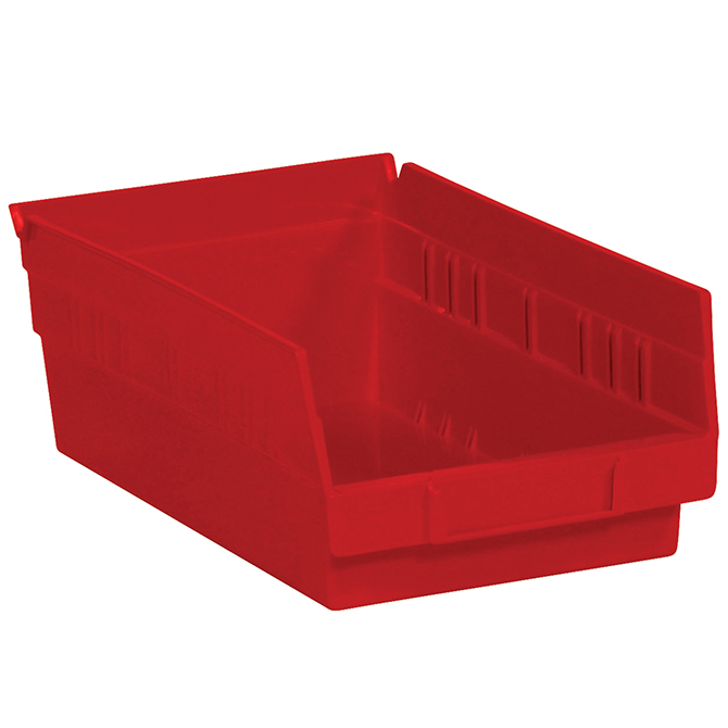 11.625 X 6.625 X 4" Plastic Shelf Bin Boxes, Red, 30/Case
