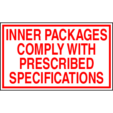 3 X 5" - Inner Packages Comply With Prescribed Specifications Labels, White With Red Print, 500/Roll