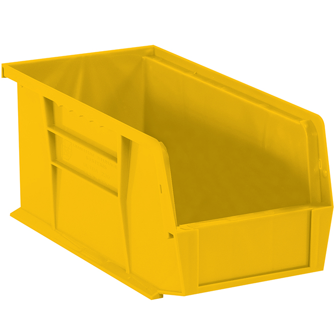 18 X 8.25 X 9" Plastic Stack & Hang Bin Boxes, Yellow, 6/Case