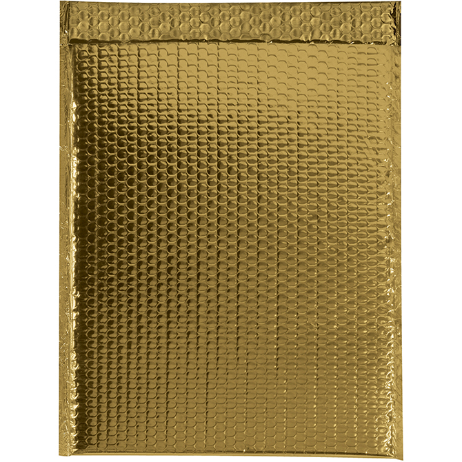 13 X 17.5" Bubble-Lined Glamour Bubble Mailers, Metallic Gold, 100/Case