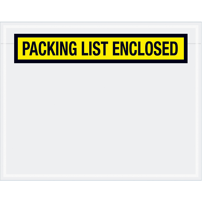 Packing List Envelopes - 7 X 5.5", Yellow, "Packing List Enclosed", 1000/Case