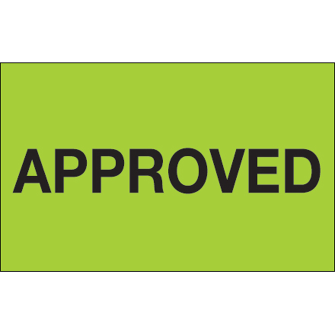 3" X 5" - "Approved" (Fluorescent Green) Labels, 500/Roll
