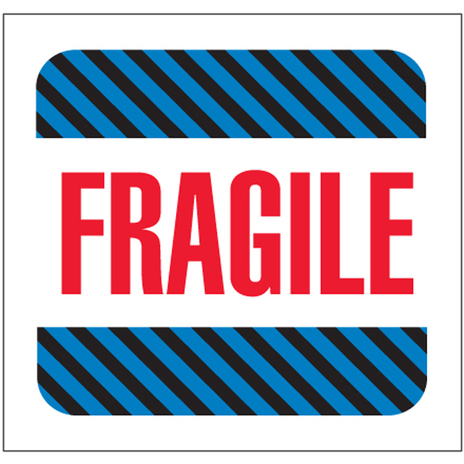 4" X 4" - "Fragile" Labels, 500/Roll