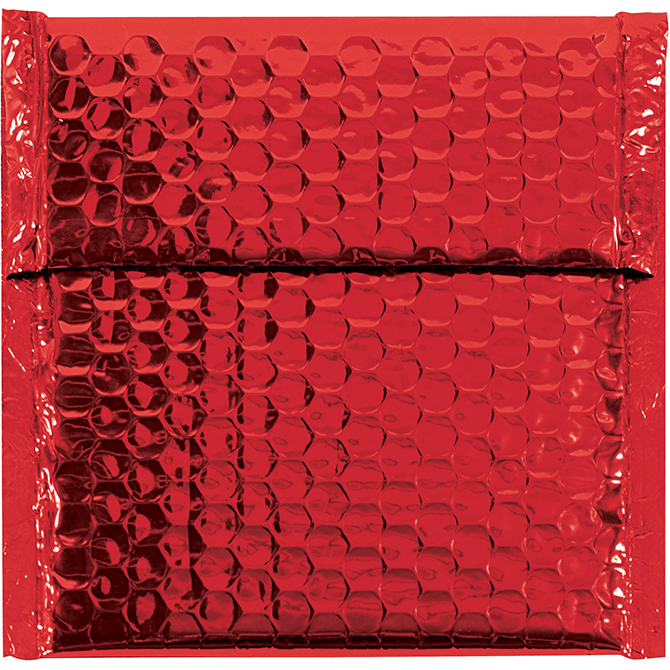 7 X 6.75" Bubble-Lined Glamour Bubble Mailers, Metallic Red, 72/Case