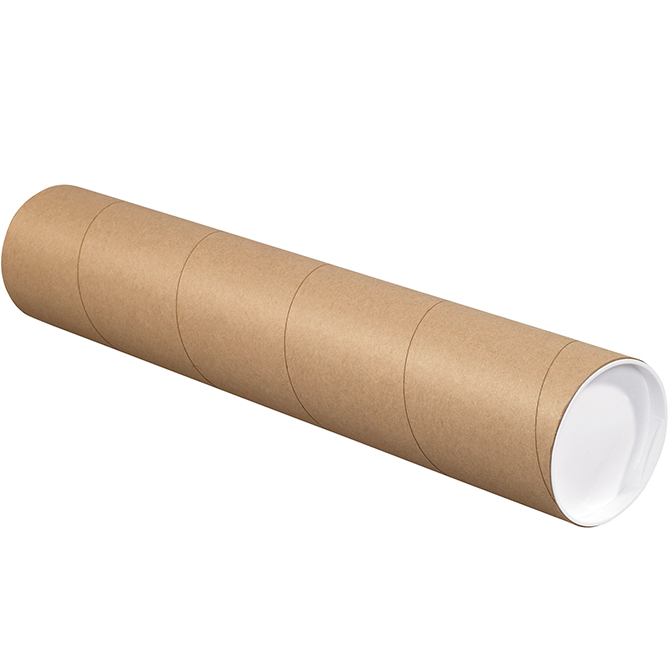 4 X 24", .080" Thick, Kraft, Mailing Tubes With End Caps, 15/Case