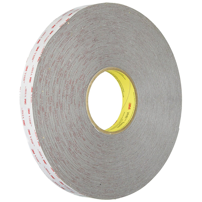 3M 4941 Vhb Foam Tape - 1/2" X 36 Yds., 45 MIL, Gray, 4 Rolls/Case