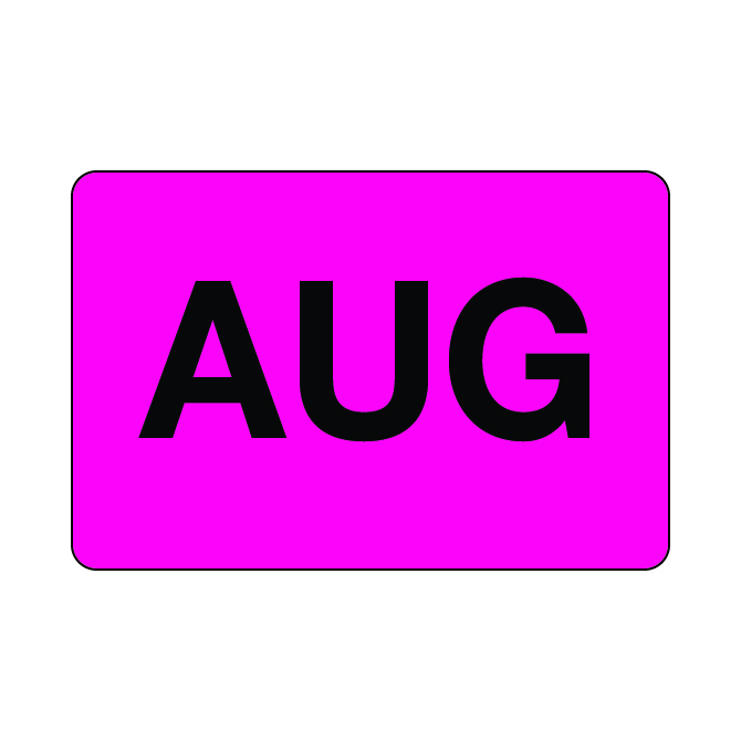 2 X 3" - August Labels, Pink With Black Print, 500/Roll