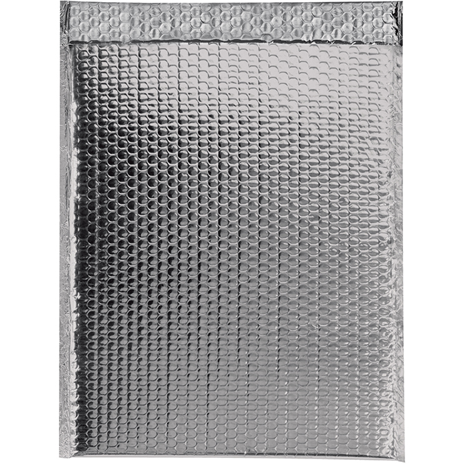 13 X 17.5" Bubble-Lined Glamour Bubble Mailers, Metallic Silver, 100/Case