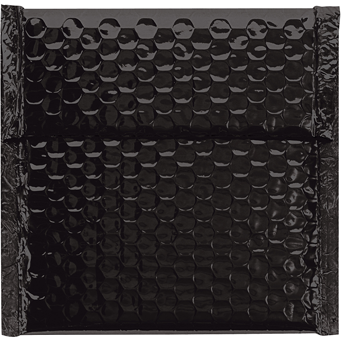 7 X 6.75" Bubble-Lined Glamour Bubble Mailers, Metallic Black, 72/Case