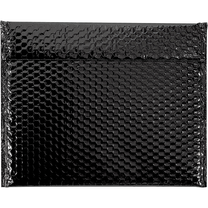 13.75 X 11" Bubble-Lined Glamour Bubble Mailers, Metallic Black, 48/Case