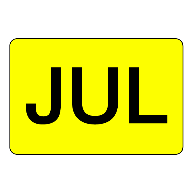 2" X 3" - "Jul" (Fluorescent Yellow)Months Of The Year Labels, 500/Roll