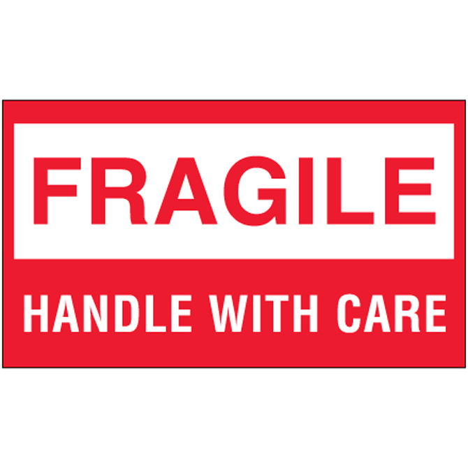 3" X 5" - "Fragile - Handle With Care" Labels, 500/Roll 2