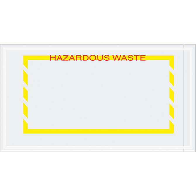 Packing List Envelopes - 5.5 X 10", Yellow Border "Hazardous Waste", 1000/Case