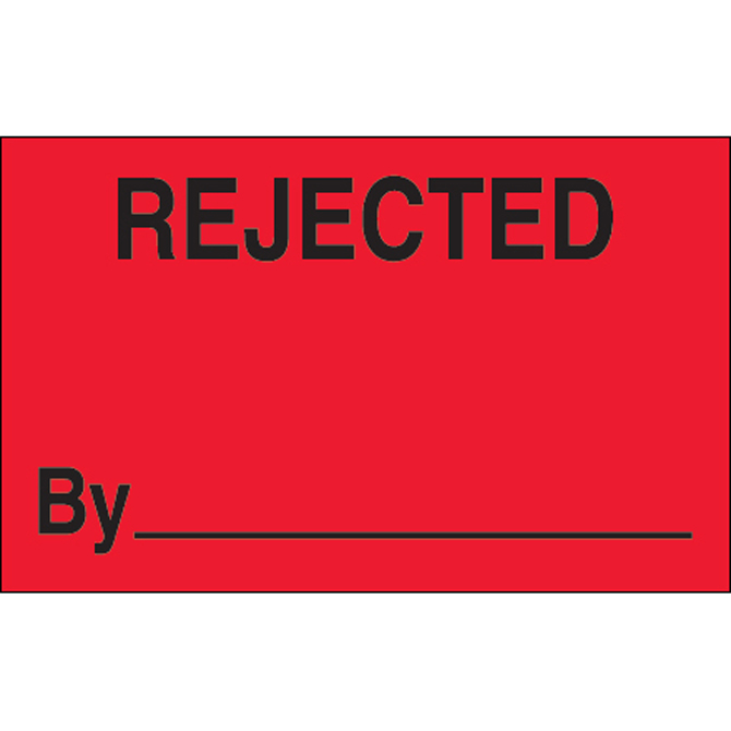 1.25" X 2" - "Rejected By" (Fluorescent Red) Labels, 500/Roll
