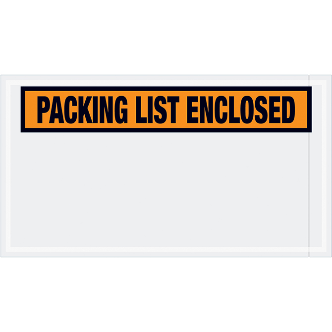 Packing List Envelopes - 5.5 X 10", Orange, "Packing List Enclosed", 1000/Case