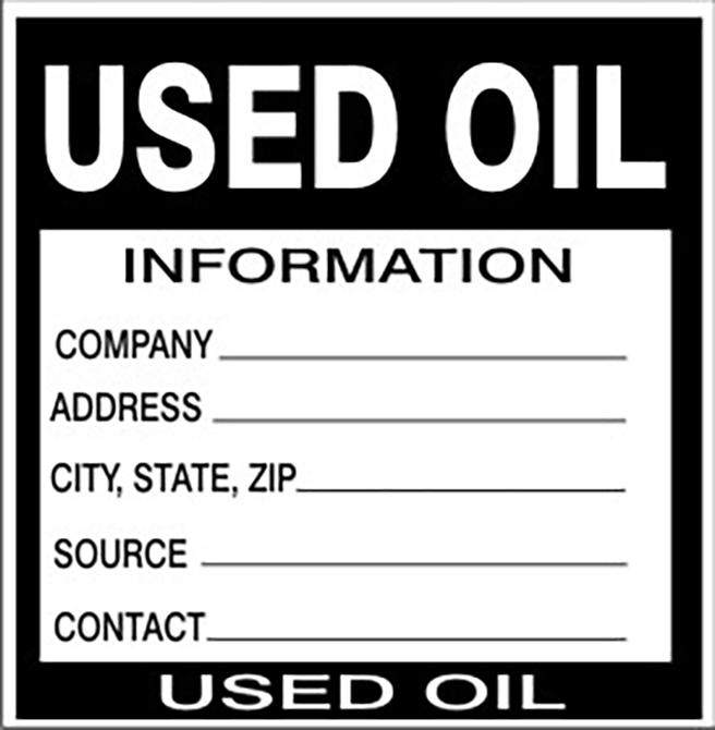 Used Oil Information Company Address City State Zip Source Contact, 6X6, Adhesive Vinyl, 10 Each/Pack