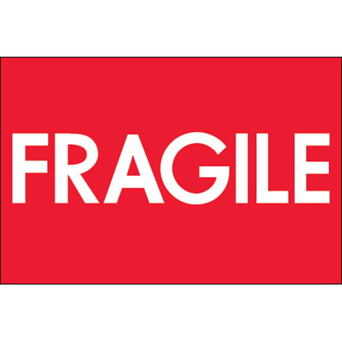 2" X 3" - "Fragile" (High Gloss) Labels, 500/Roll