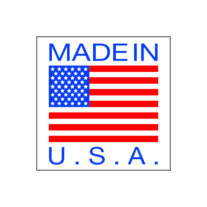 2 X 2" - Made IN USA Labels, White With Blue/Red Print, 500/Roll