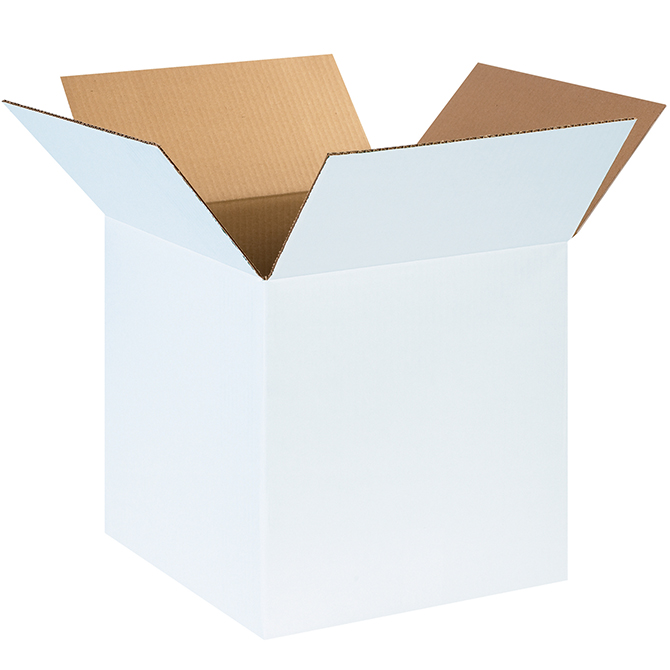 14 X 14 X 14" ECT-32 RSC Corrugated Box, White, 25 Boxes/Bundle