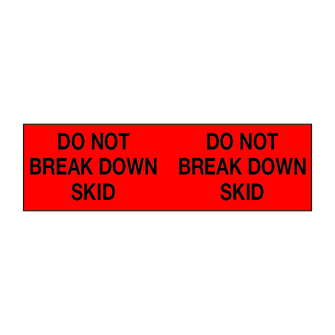 3 X 10" - Do Not Break Down Skid Corner Labels, Red With Black Print, 250/Roll