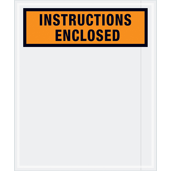 Packing List Envelopes - 12 X 10", Orange, "Instructions Enclosed", 500/Case