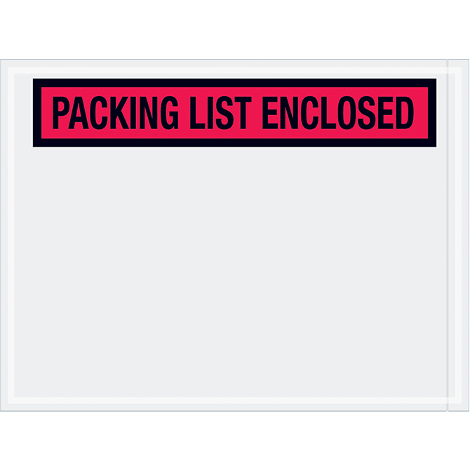 Packing List Envelopes - 4.5 X 6", Red, "Packing List Enclosed", 1000/Case