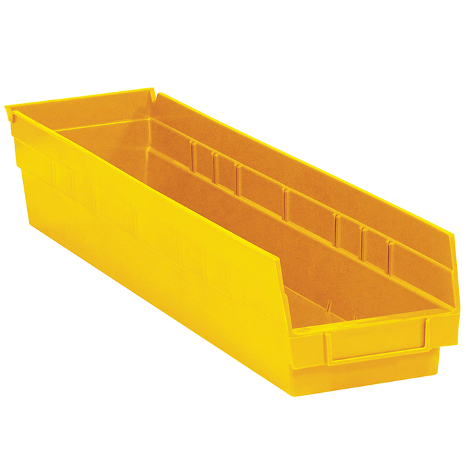23.625 X 4.125 X 4" Plastic Shelf Bin Boxes, Yellow, 16/Case