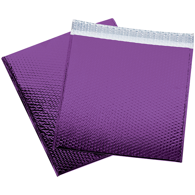 16 X 17.5" Bubble-Lined Glamour Bubble Mailers, Metallic Purple, 48/Case