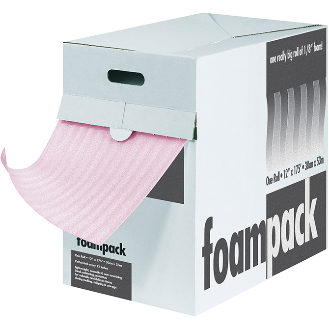 1/8" - 24" X 175 FT. - Polyethylene Foam Dispenser Packs, Anti-Static, 12" Perf