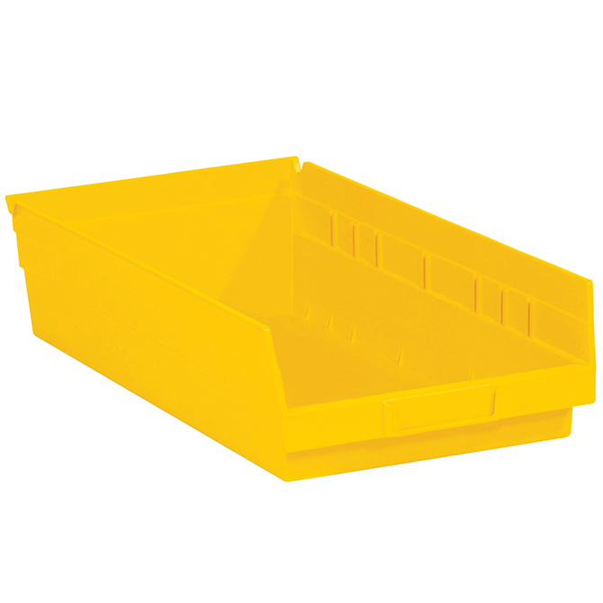 17.875 X 11.125 X 4" Plastic Shelf Bin Boxes, Yellow, 8/Case