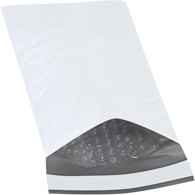 5 X 9.25" Self-Seal Bubble-Lined Poly Mailer, White, 250/Case