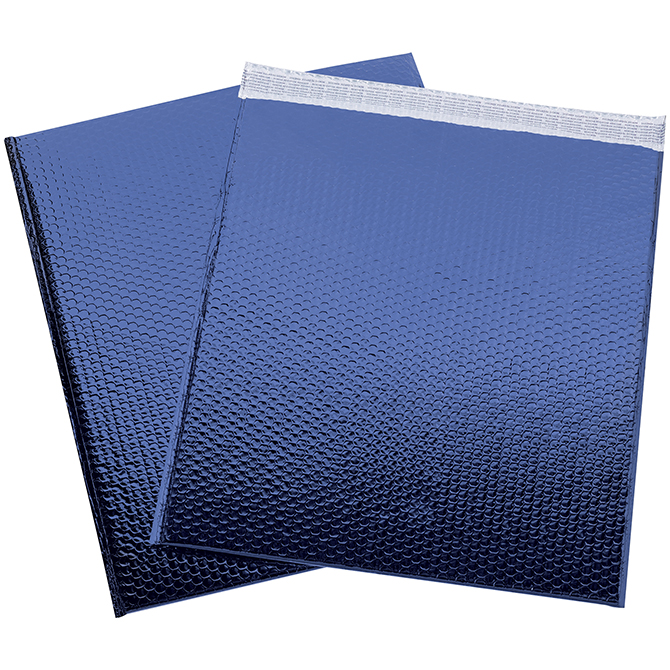 19 X 22.5" Bubble-Lined Glamour Bubble Mailers, Metallic Blue, 48/Case